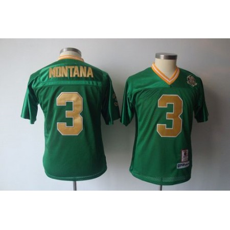 Dame #3 Joe Montana Green Stitched Youth NCAA Jersey