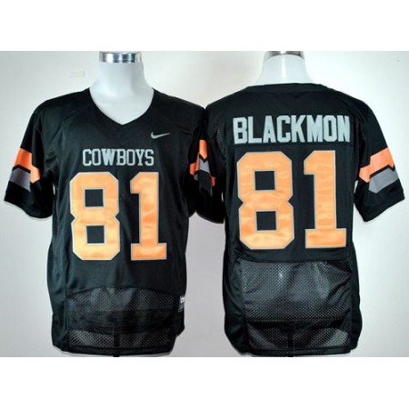 Cowboys #81 Justin Blackmon Black Pro Combat Stitched NCAA Jersey