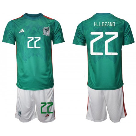 Men's Mexico #22 H.lozano Green Home Soccer Jersey Suit