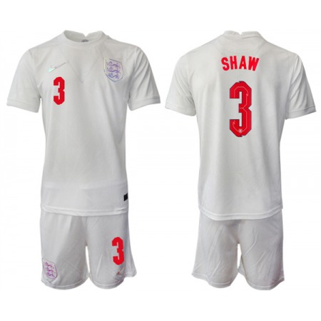 Men's England #3 Shaw White Home Soccer Jersey Suit