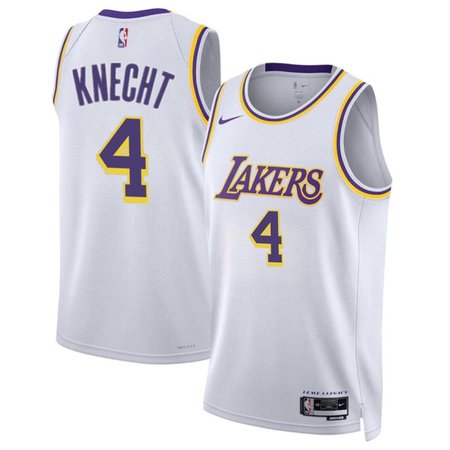 Men's Los Angeles Lakers #4 Dalton Knecht White 2024 Draft Association Edition Stitched Basketball Jersey