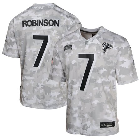 Youth Atlanta Falcons Bijan Robinson Nike Arctic Camo 2024 Salute to Service Game Jersey