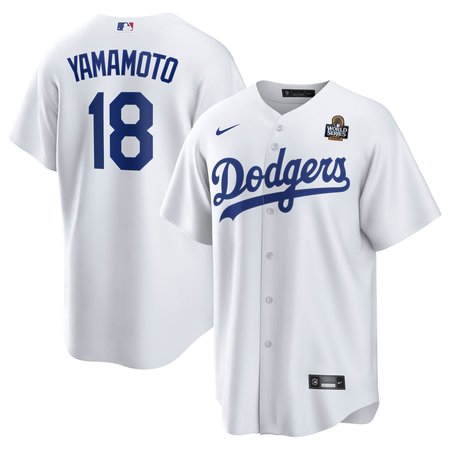 Men's Los Angeles Dodgers Yoshinobu Yamamoto Nike White 2024 World Series Home Replica Player Jersey