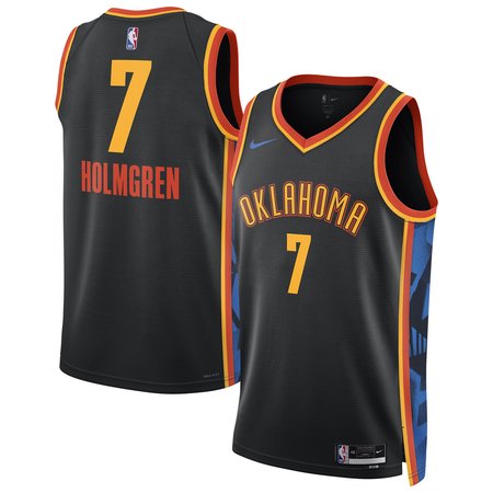 Unisex Oklahoma City Thunder Chet Holmgren Nike Black 2024/25 Swingman Player Jersey - City Edition